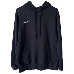 NIKE CLUB Men's French Terry Pullover Hoodie Black Size Medium Swoosh Graphic